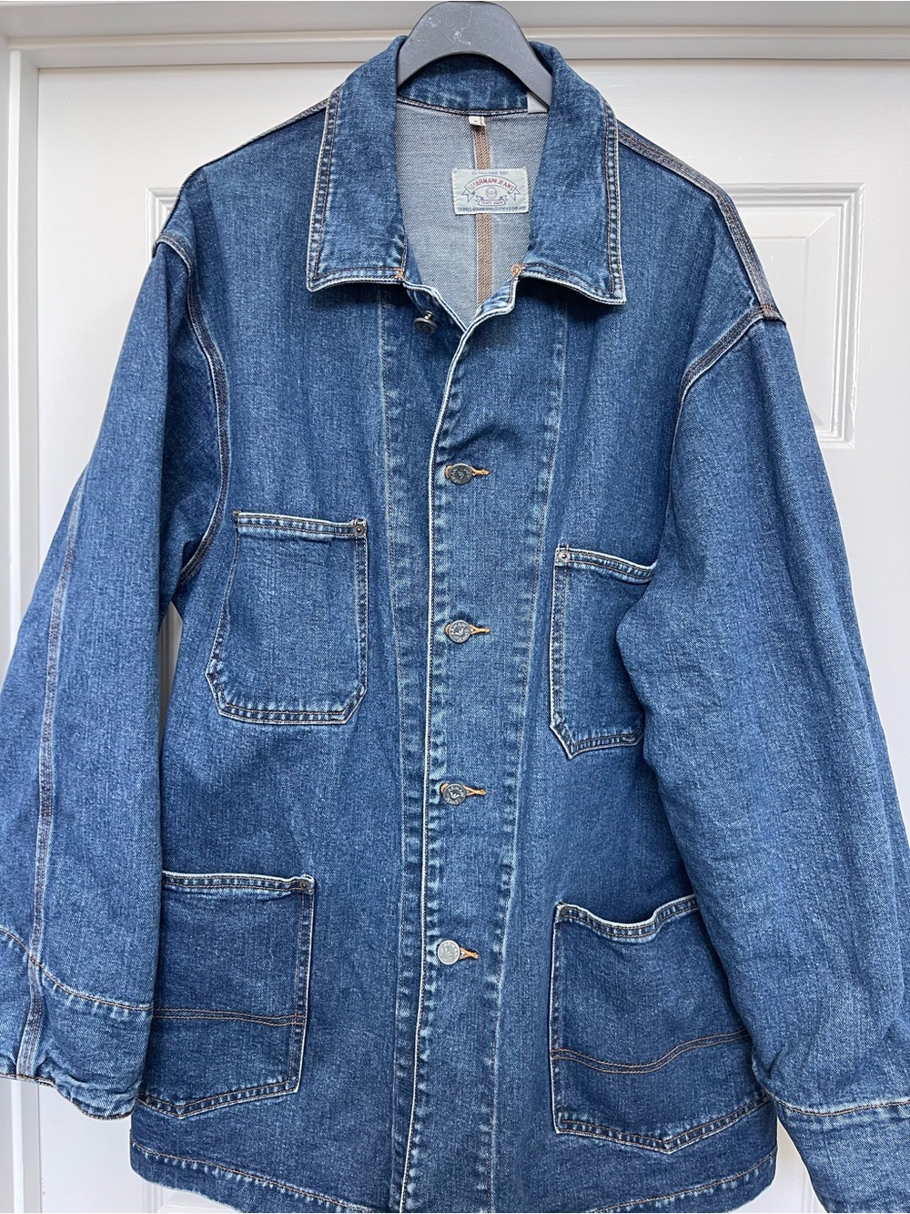 Rare Oversized Vintage Armani Jeans Men's Denim Utility Jacket